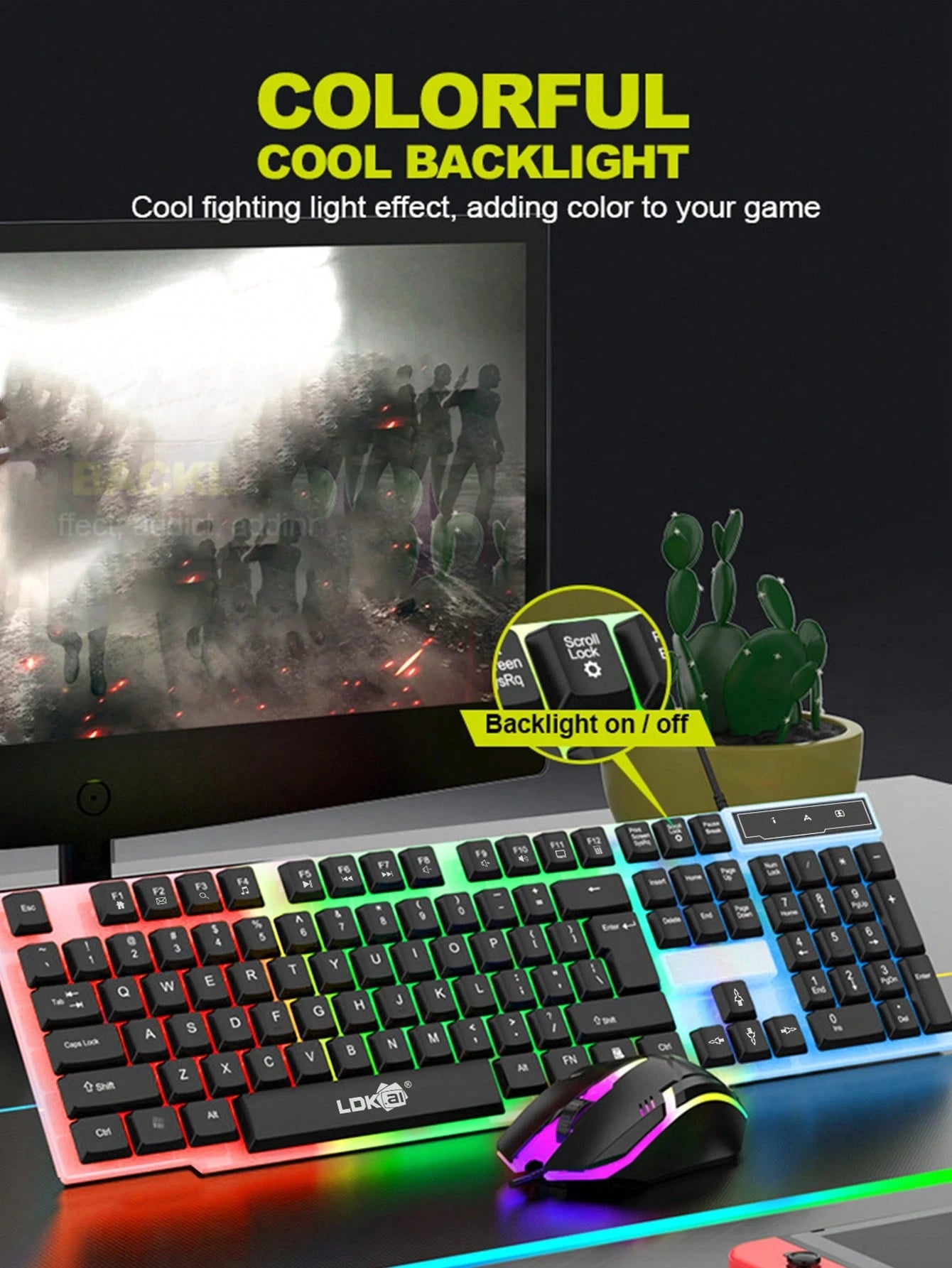 Ldkai Led Backlight Mechanical Gaming Keyboard and Mouse Set