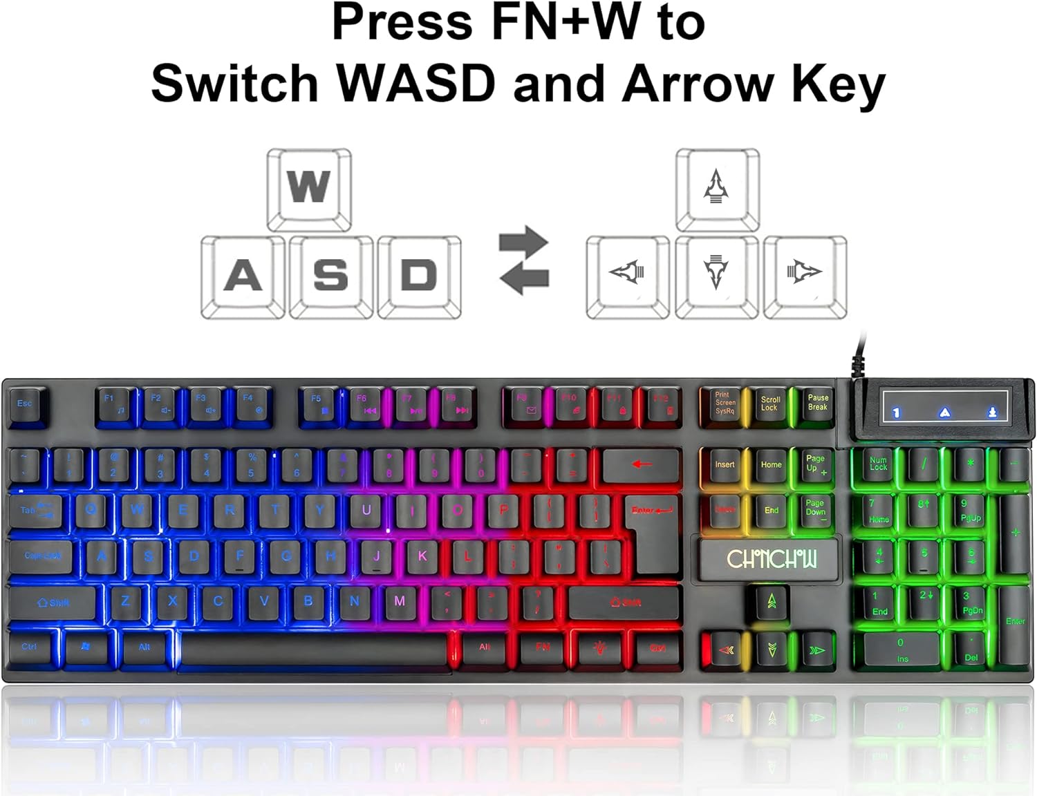 Keyboard and Mouse Gaming LED Wired Combo with Emitting Character Keyboard 4800DPI 2 Side Button USB Mouse Rainbow Backlit Mechanical Feeling Compatible with PC Raspberry Pi Mac Xbox One Ps4