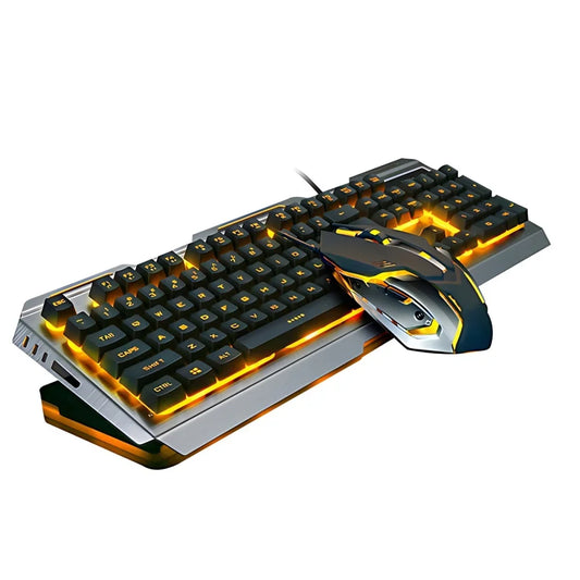 V1 USB Wired Mechanical Gaming Keyboard and Mouse Combo Ergonomic Keyboards Plating Mouse for Pc/Laptop/Computer/Gaming