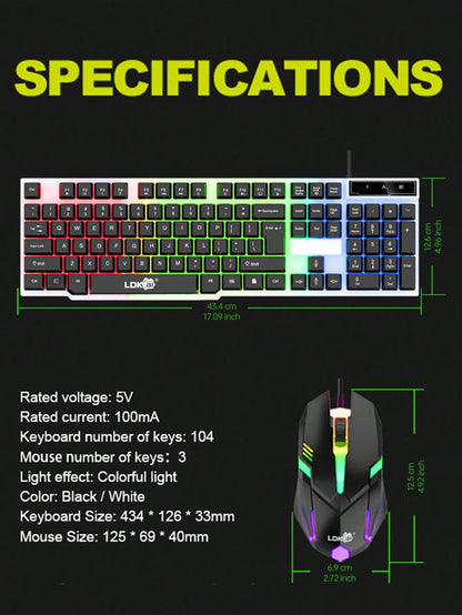 Ldkai Led Backlight Mechanical Gaming Keyboard and Mouse Set